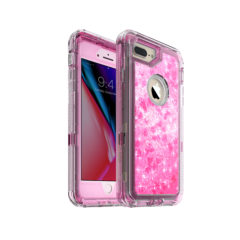 iPhone 8 Plus Case – by MXX – Glitter 3D Bling Sparkle Flowing Liquid Case Transparent 3 in 1 Shockproof TPU Silicone Core + PC Frame Case Cover for iPhone 7 Plus/iPhone 8 Plus- (Hot Pink)