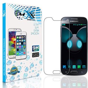 Mxx Glass Screen Protector Designed for Galaxy S4 Mini, Tempered with Touch Accurate and Impact Absorb Easy Installation Display Anti-Scratch – HD Clarity