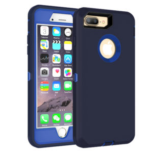 MXX iPhone 8 Plus Case, Heavy Duty Defense Case with Screen Protector [4 Layers] Rugged Rubber Shockproof Protection Case Cover for iPhone 7 Plus/iPhone 8 Plus [5.5 inch] – Blue/Blue