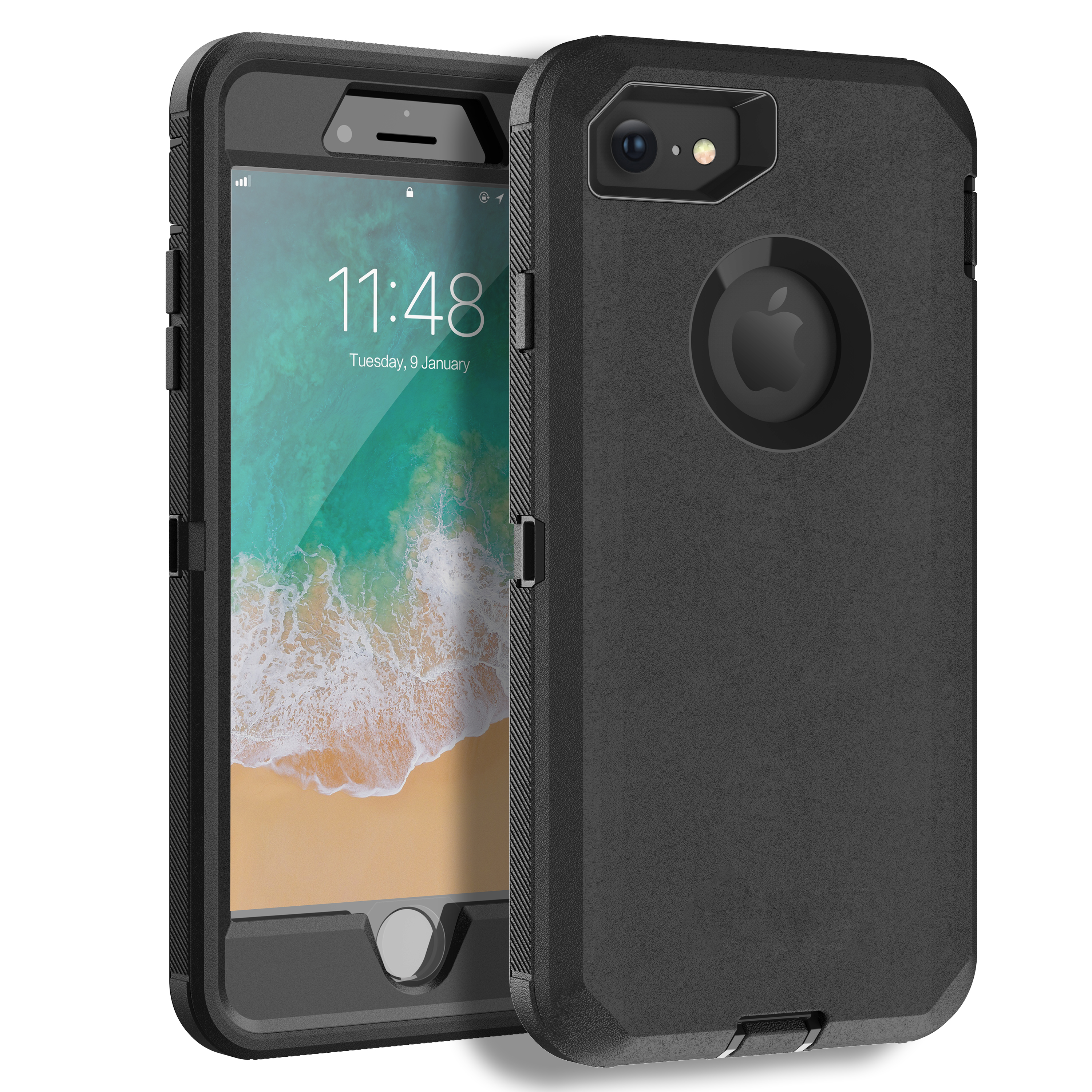 iPhone 8 Heavy Duty Case with Screen Protector and Belt Clip [3 in 1