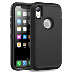 MXX Case Compatible with iPhone XR, Shock Absorption Heavy Duty Protective Cover with Armor Designed TPU and Hard PC [Support Wireless Charging] for Apple iPhone XR 6.1 Inch LCD Screen (Black)